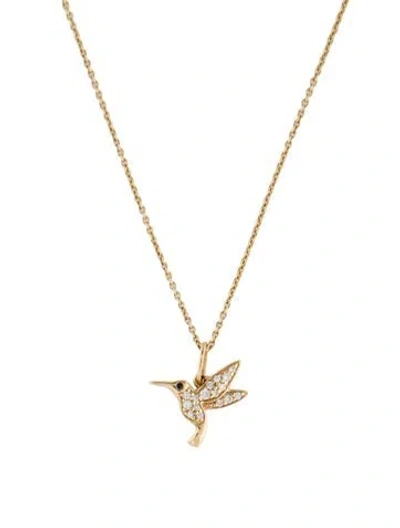 Pre-owned Sydney Evan 14k Sapphire & Diamond Hummingbird Pendant Necklace, 18" In Multi