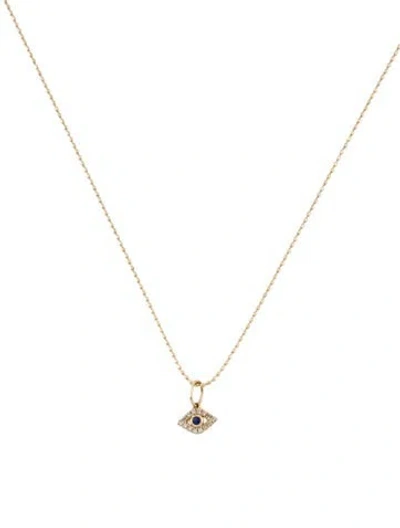 Pre-owned Sydney Evan 14k Sapphire & Diamond Tiny Evil Eye Pendant Necklace, 16" In Multi