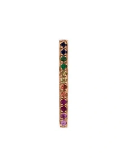 Pre-owned Sydney Evan 14k Sapphire & Emerald Rainbow Bar Single Stud Earring In Multi