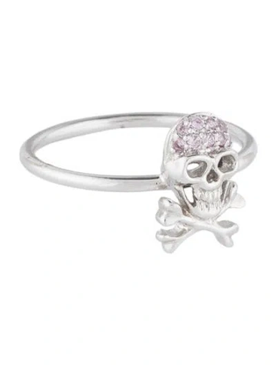Pre-owned Sydney Evan 14k Sapphire Skull Crossbones Cocktail Ring In Multi