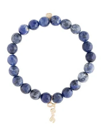 Pre-owned Sydney Evan 14k Sodalite & Diamond Charm Bead Bracelet, 6.25" In Multi