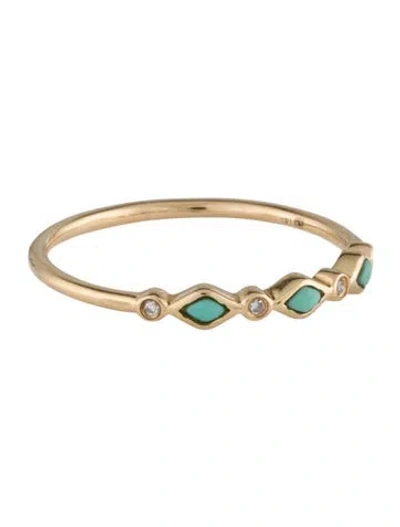 Pre-owned Sydney Evan 14k Turquoise & Diamond Stacking Band In Multi