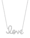 Sydney Evan 14k White Gold Diamond Large Love Script Pendant Necklace, 18 In Gold