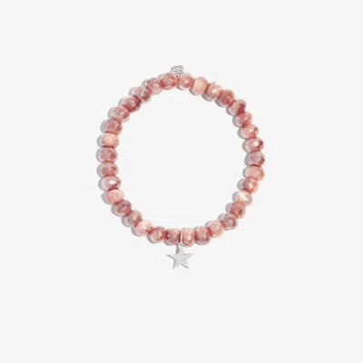 Sydney Evan 14k White Gold Small Star Moonstone Diamond Bracelet In Silver