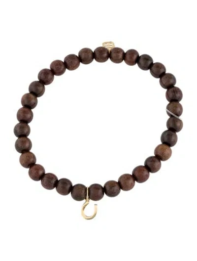 Pre-owned Sydney Evan 14k Wood Horseshoe Bead Bracelet, 6.25" In Multi