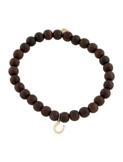 Pre-owned Sydney Evan 14k Wood Horseshoe Bead Bracelet, 7" In Multi
