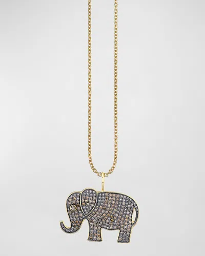 Sydney Evan 14k Yellow Gold 20th Anniversary Elephant Charm Necklace In 40 White