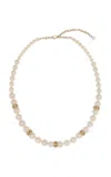 Sydney Evan 14k Yellow Gold 8mm Pave Link Rondelles On 357 Graduated Freshwater Pearls Beaded Necklace Combo In Gold
