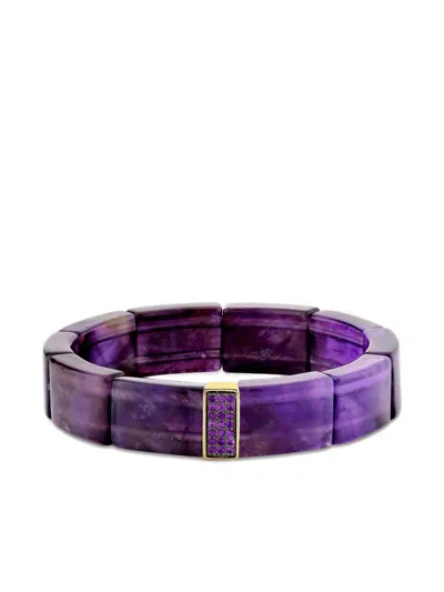 Sydney Evan 14k Yellow Gold Amethyst Bracelet In Purple