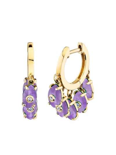 Sydney Evan 14k Yellow Gold Amethyst Diamond Earrings