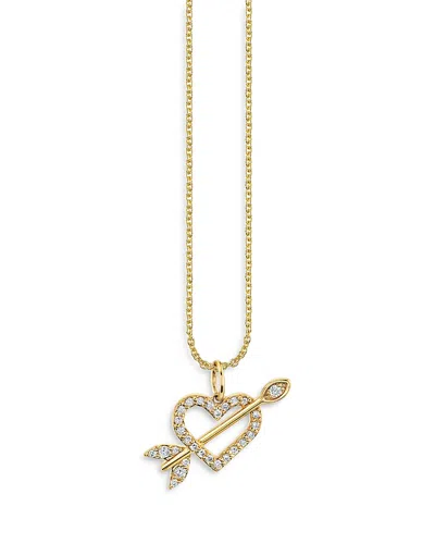 Sydney Evan 14k Yellow Gold Arrow Through The Heart Charm Necklace, 18