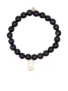 Sydney Evan 14k Yellow Gold Beaded Bracelet In Black