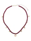 Sydney Evan 14k Yellow Gold Beaded Necklace In Burgundy