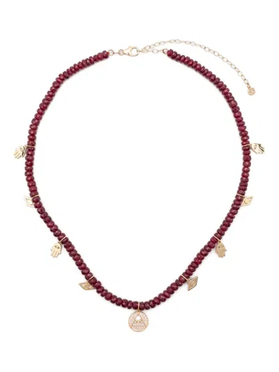 Sydney Evan 14k Yellow Gold Beaded Necklace In Brown
