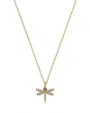 Sydney Evan 14k Yellow Gold Black & White Diamond Dragonfly Pendant Necklace, 18 In Gold