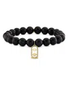 Sydney Evan 14k Yellow Gold Beaded Bracelet In Black