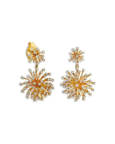 Sydney Evan 14k Yellow Gold Burst Diamond Desert Flower Drop Earrings