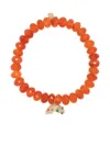 Sydney Evan 14k Yellow Gold Rainbow Charm Carnelian Bracelet In Orange