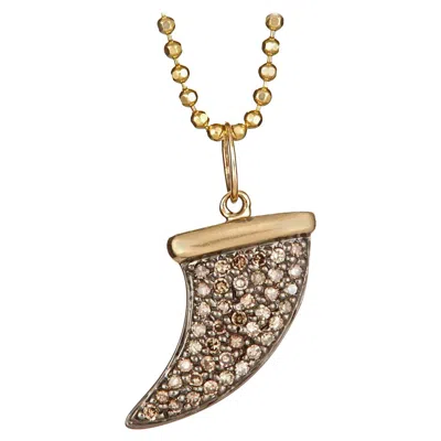 Pre-owned Sydney Evan 14k Yellow Gold Champagne Diamond Horn Necklace Medium