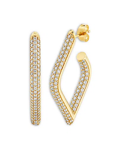 Sydney Evan 14k Yellow Gold Core Diamond Tube Geometric Hoop Earrings