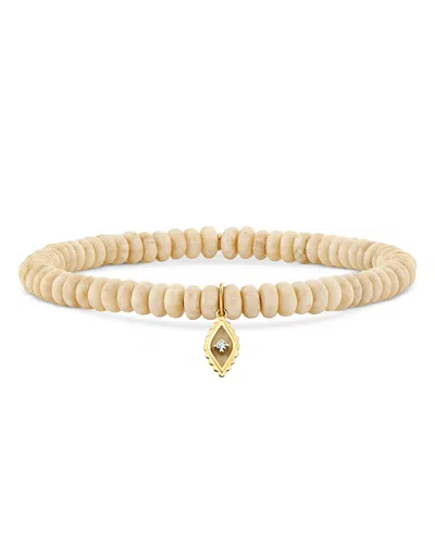 Sydney Evan 14k Yellow Gold Diamond Accent Jasper Bead Stretch Bracelet