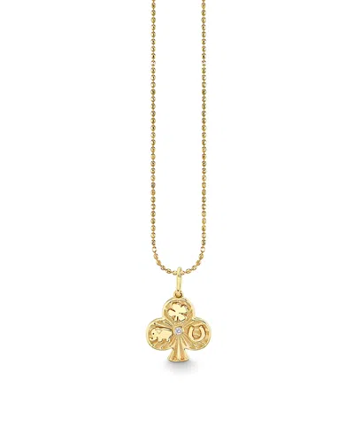 Sydney Evan 14k Yellow Gold Diamond Ace Of Clubs Charm Necklace, 16