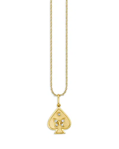 Sydney Evan 14k Yellow Gold Diamond Ace Of Spades Charm Necklace, 16