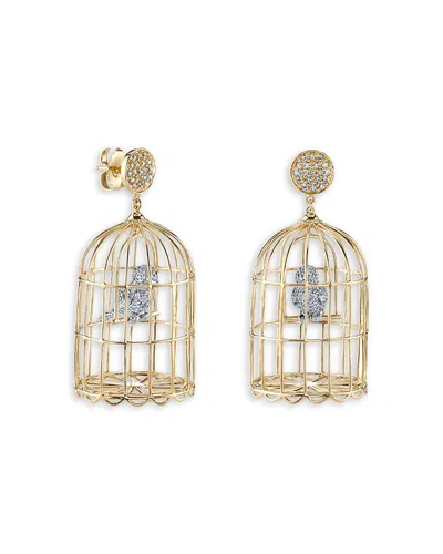 Sydney Evan 14k Yellow Gold Diamond Albert Cage Drop Earrings
