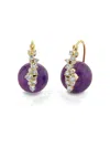 Sydney Evan 14k Yellow Gold Diamond Amethyst Earrings In Purple