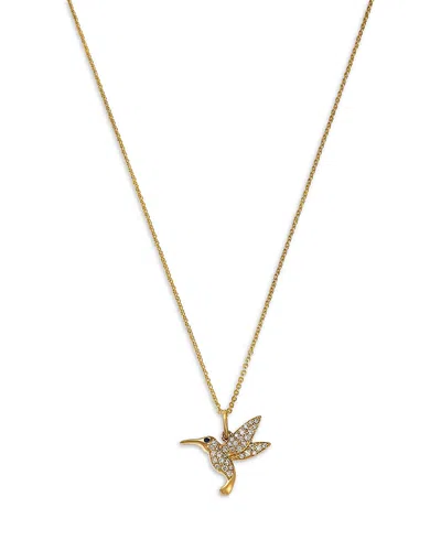 Sydney Evan 14k Yellow Gold Diamond & Blue Sapphire Hummingbird Pendant Necklace, 18