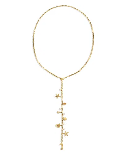 Sydney Evan 14k Yellow Gold Diamond & Cultured Freshwater Pearl Nautical Charm Lariat Necklace, 25