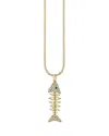Sydney Evan 14k Yellow Gold Diamond & Emerald Fishbone Pendant Necklace, 16-18 In Gold