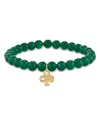 Sydney Evan 14k Yellow Gold Diamond & Green Onyx Ace Of Clubs Charm Beaded Bracelet In Green