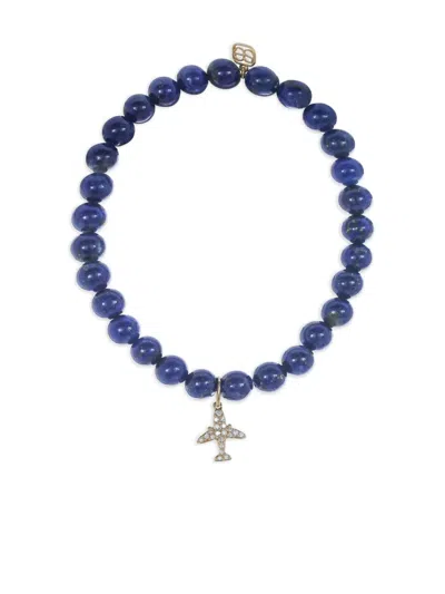 Sydney Evan 14k Yellow Gold Diamond And Lapis Lazuli Bracelet In Blue