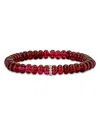 Sydney Evan 14k Yellow Gold Diamond & Rhodolite Cocktail Eternity Beaded Bracelet In Red