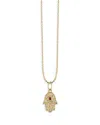 Sydney Evan 14k Yellow Gold Diamond & Ruby Baby Hamsa Hand Pendant Necklace, 18 In Gold