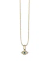 Sydney Evan 14k Yellow Gold Diamond & Sapphire Tiny Bezel Evil Eye Charm Necklace, 18 In Gold