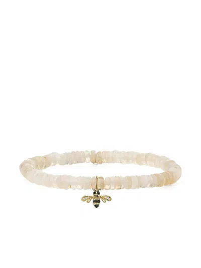 Sydney Evan 14k Yellow Gold Diamond Bee Bracelet In Brown