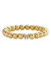 Sydney Evan 14k Yellow Gold Diamond Bow Beaded Bracelet In Gold