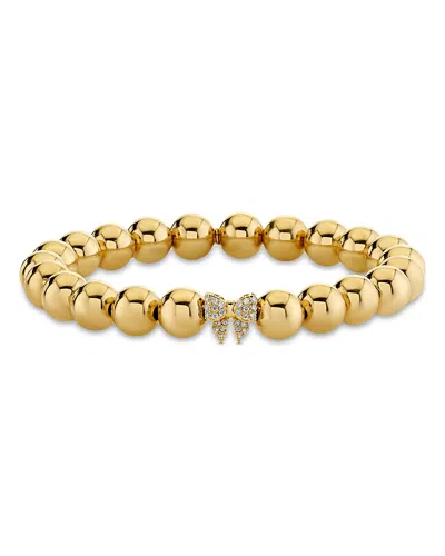 Sydney Evan 14k Yellow Gold Diamond Bow Beaded Bracelet