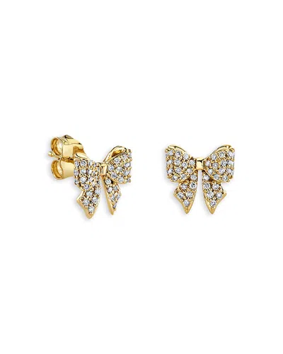 Sydney Evan 14k Yellow Gold Diamond Bow Ribbon Stud Earring