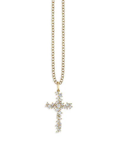 Sydney Evan 14k Yellow Gold Diamond Cluster Cross Pendant Necklace, 18