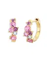 Sydney Evan 14k Yellow Gold Diamond Cluster Huggie Hoop Earrings In Pink/gold