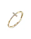 Sydney Evan 14k Yellow Gold Diamond Cross Ring In Gold