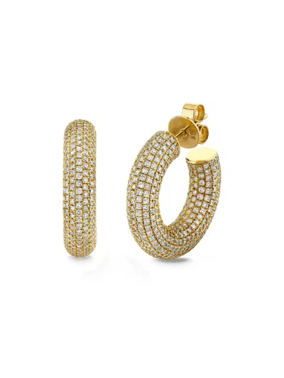 Sydney Evan 14k Yellow Gold Diamond Earrings In Brown
