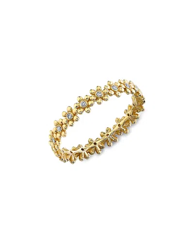 Sydney Evan 14k Yellow Gold Diamond Flower Eternity Ring