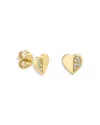 Sydney Evan 14k Yellow Gold Diamond Half Pave Heart Stud Earrings, 0.05 Tcw In Gold