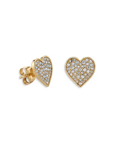 Sydney Evan 14k Yellow Gold Diamond Heart Mini Stud Earrings