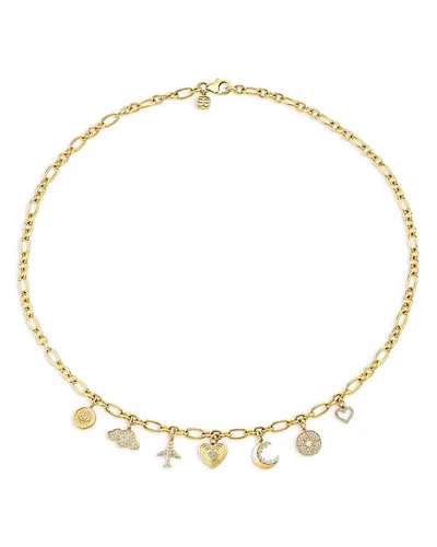 Sydney Evan 14k Yellow Gold Diamond Jet Set Dangle Collar Necklace, 18