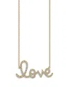 Sydney Evan 14k Yellow Gold Diamond Large Love Script Pendant Necklace, 18 In Gold
